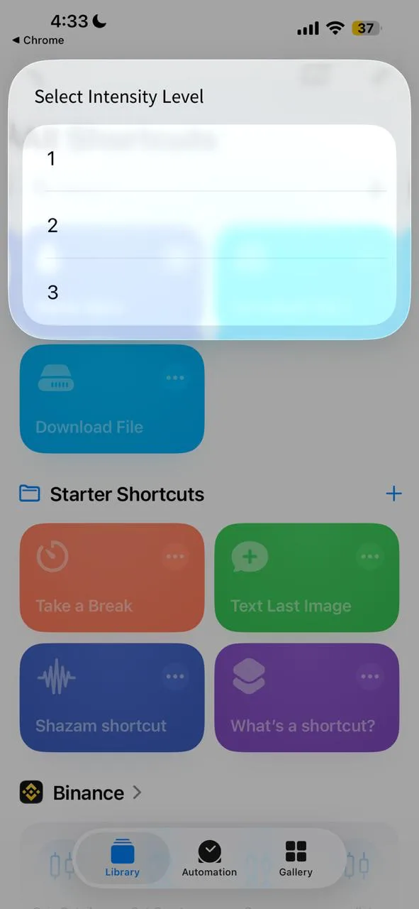Intensity level selector